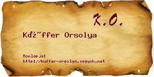 Küffer Orsolya névjegykártya
